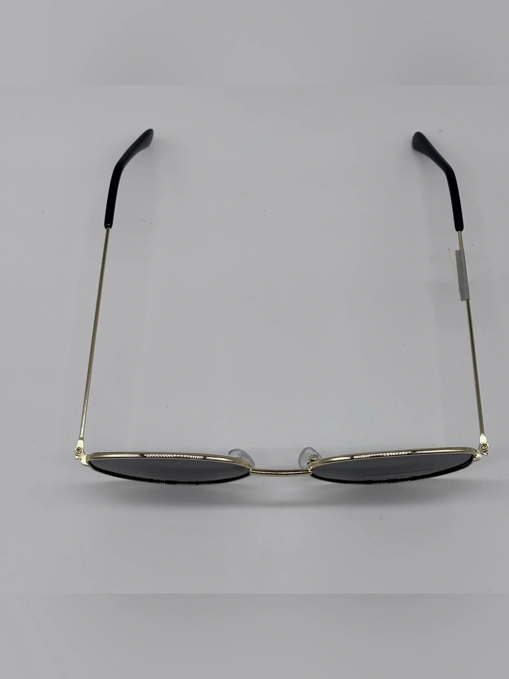 Retro Gold Oval Wireframe Sunglasses with Black Lenses